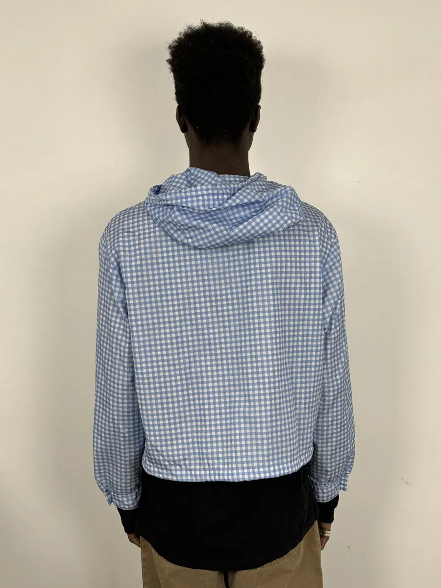 SS2018 Prada White & Blue Checkered Windbreaker Jacket PlLRrBq 1