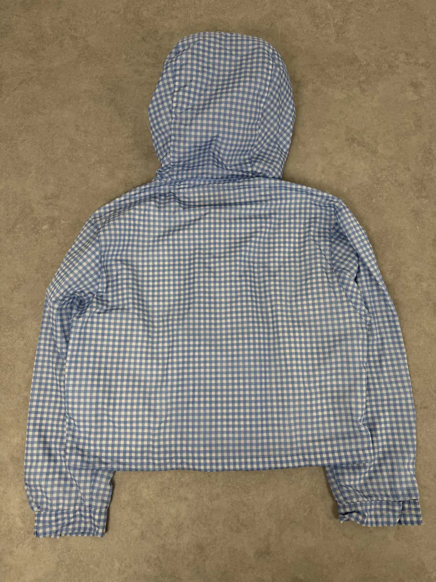 SS2018 Prada White & Blue Checkered Windbreaker Jacket PlLRrBq 7