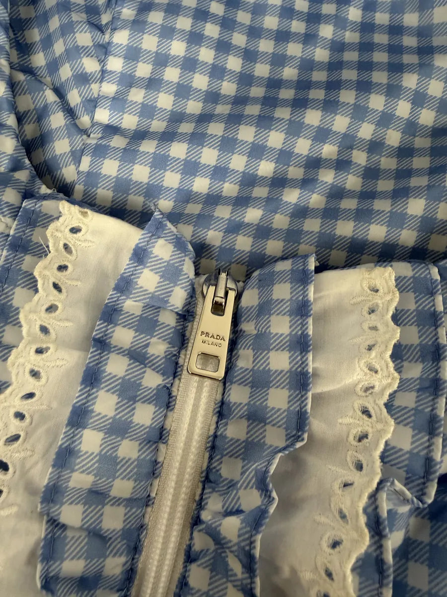SS2018 Prada White & Blue Checkered Windbreaker Jacket PlLRrBq 8