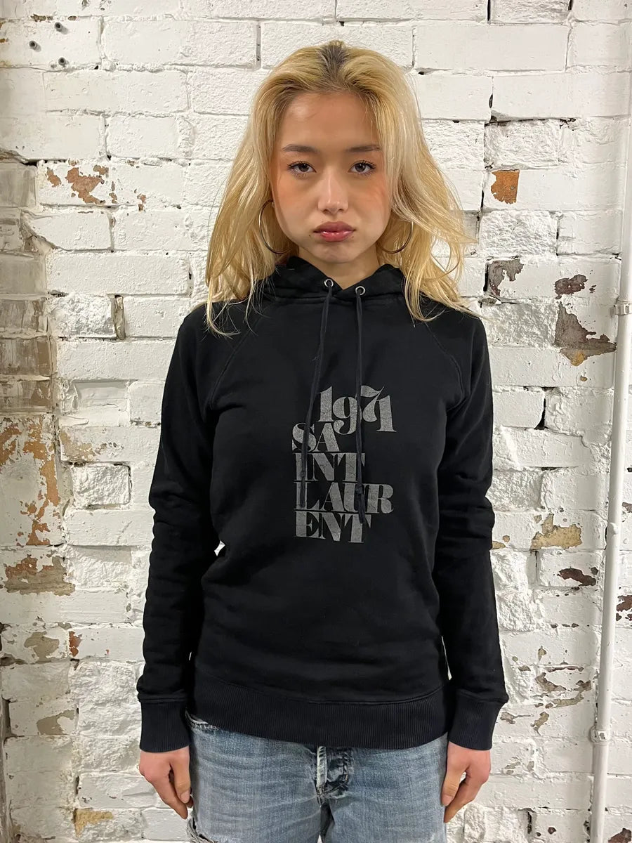 SS2018 Saint Laurent Black Propaganda Printed Hoodie  pJesqwy 0