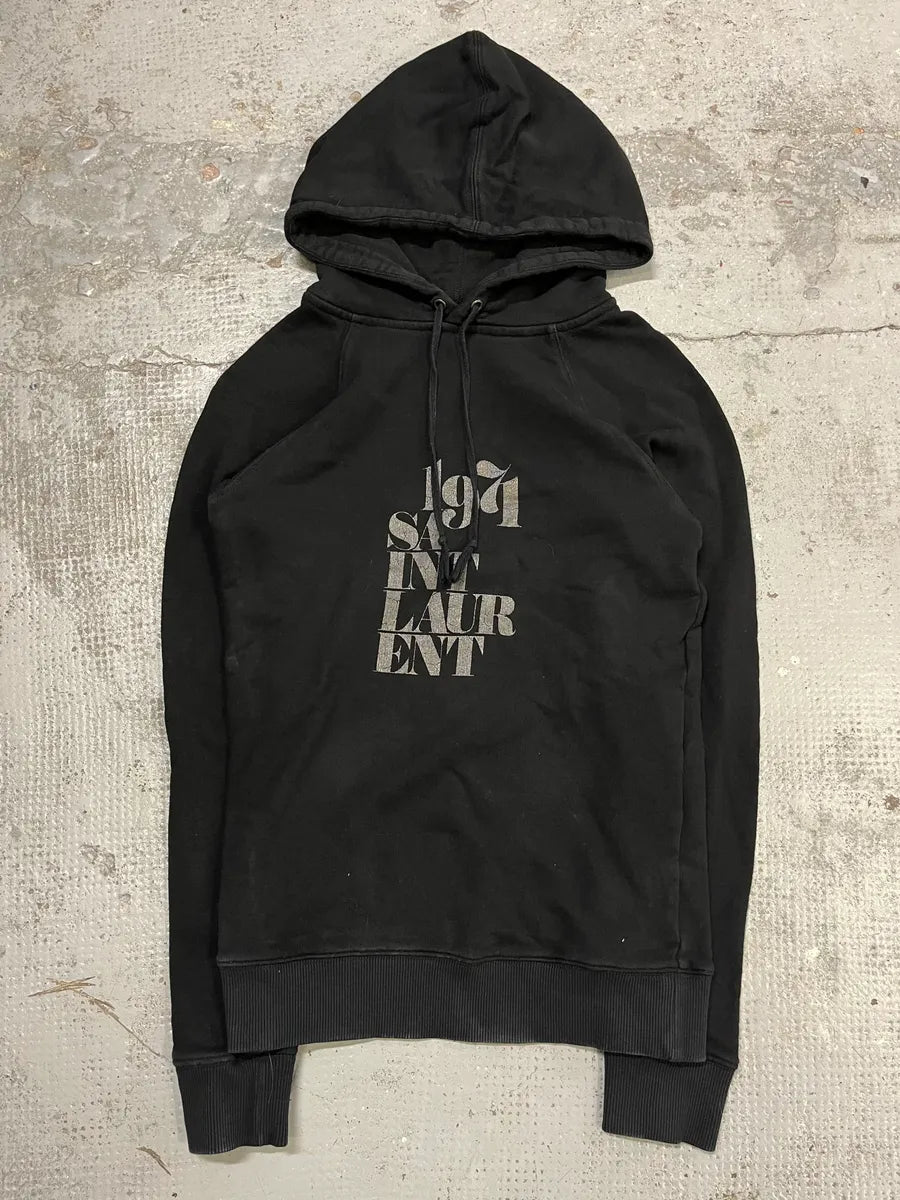 SS2018 Saint Laurent Black Propaganda Printed Hoodie  pJesqwy 1