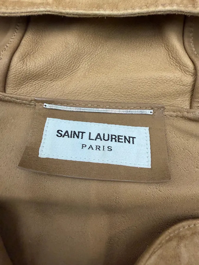 SS2018 Saint Laurent Brown Suede Leather Lace-Up Hooded Jacket WDaRnOH 12