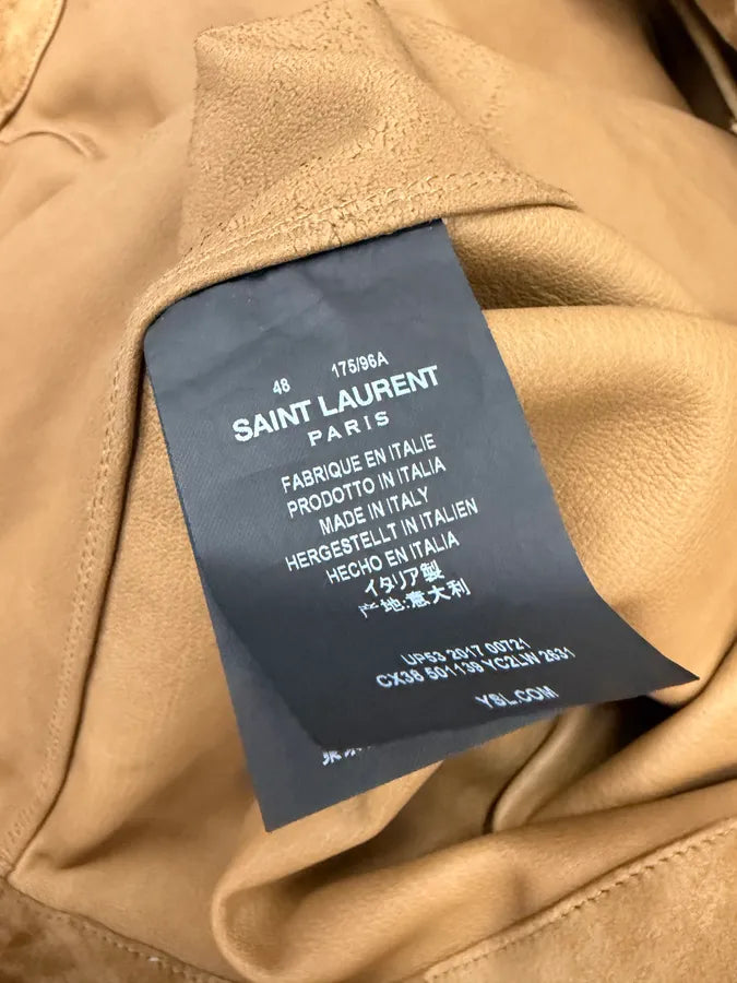 SS2018 Saint Laurent Brown Suede Leather Lace-Up Hooded Jacket WDaRnOH 16