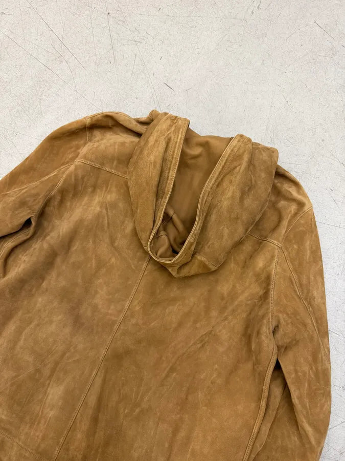 SS2018 Saint Laurent Brown Suede Leather Lace-Up Hooded Jacket WDaRnOH 5