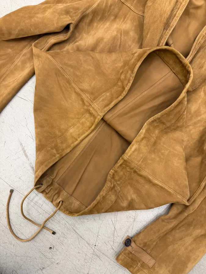 SS2018 Saint Laurent Brown Suede Leather Lace-Up Hooded Jacket WDaRnOH 9