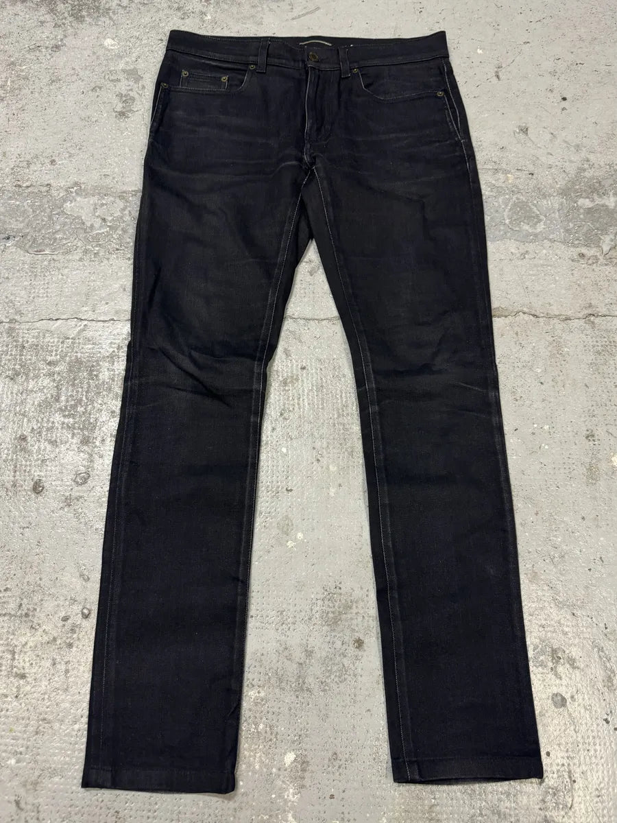 SS2018 Saint Laurent Dark Black Slim Denim Jeans fUfgHjQ 8