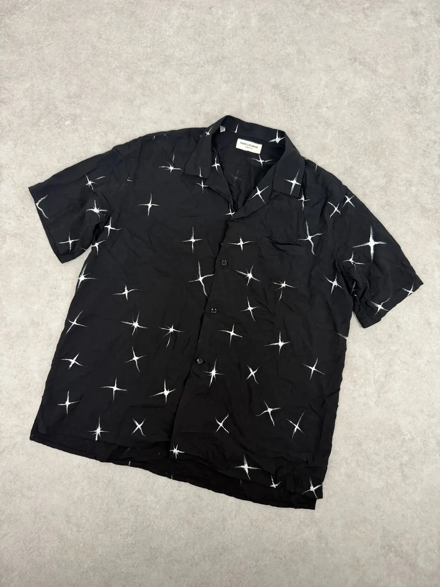 SS2018 Saint Laurent Far Stars Black Short Sleeves Shirt RCdfobM 4