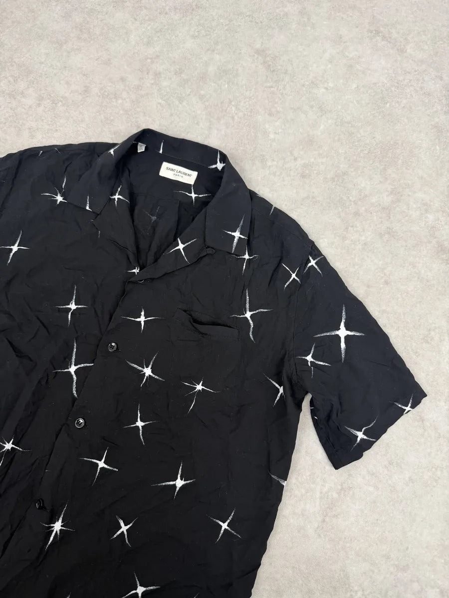 SS2018 Saint Laurent Far Stars Black Short Sleeves Shirt RCdfobM 5