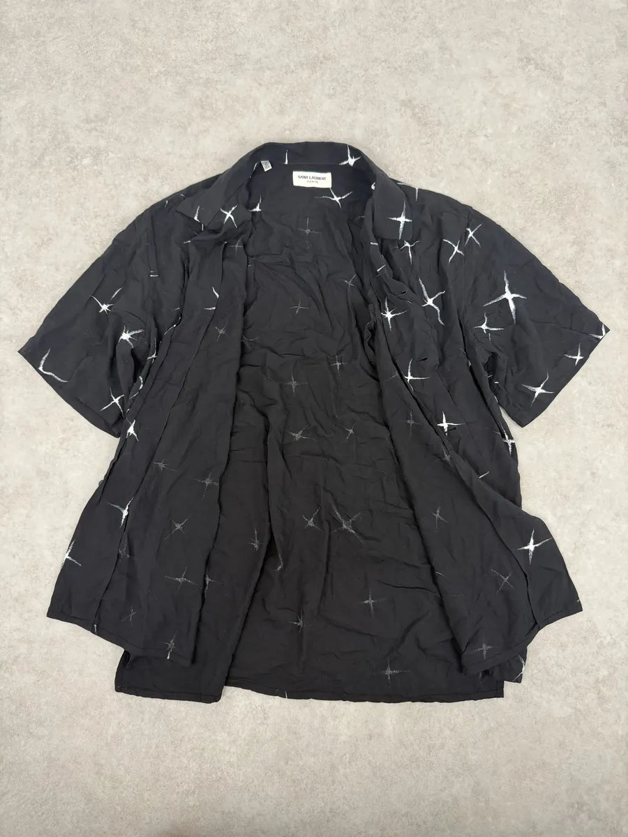 SS2018 Saint Laurent Far Stars Black Short Sleeves Shirt RCdfobM 7