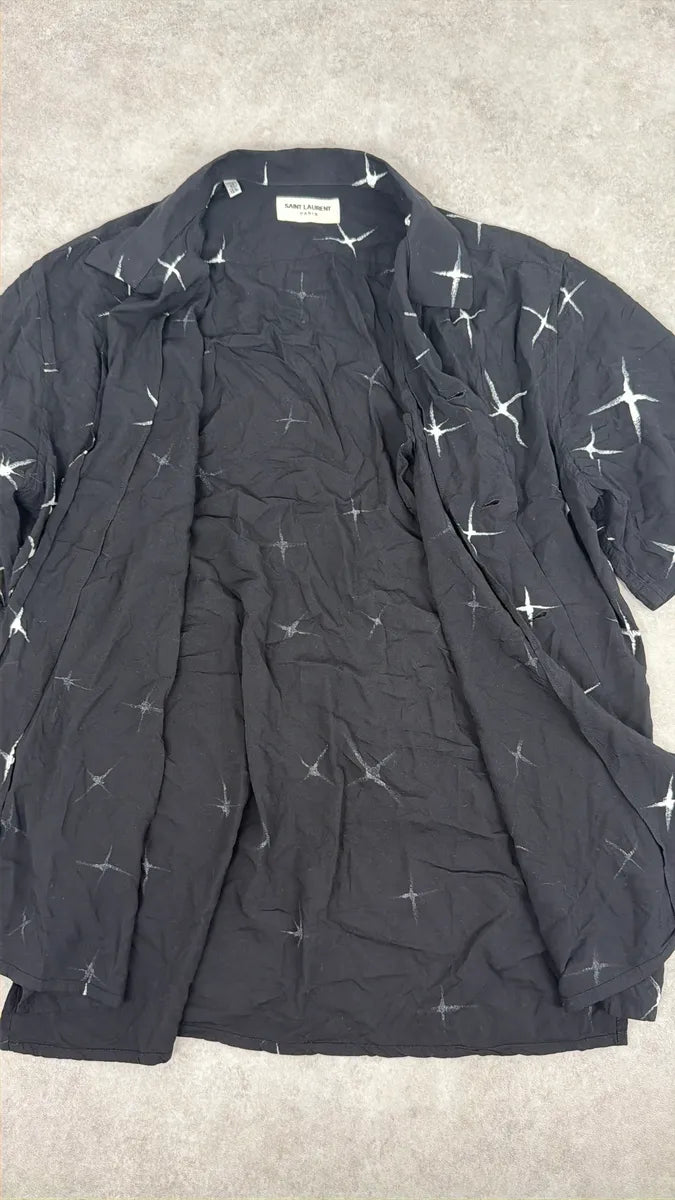 SS2018 Saint Laurent Far Stars Black Short Sleeves Shirt RCdfobM 8