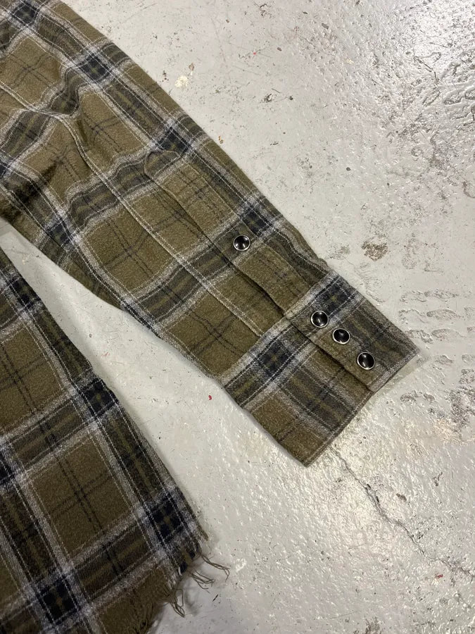 SS2018 Saint Laurent Khaki Green Tartan Shirt kBzVQlo 7