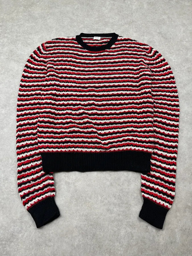 SS2018 Saint Laurent Sample Stripes Knit Black & Red Sweater ZZyiBRI 0