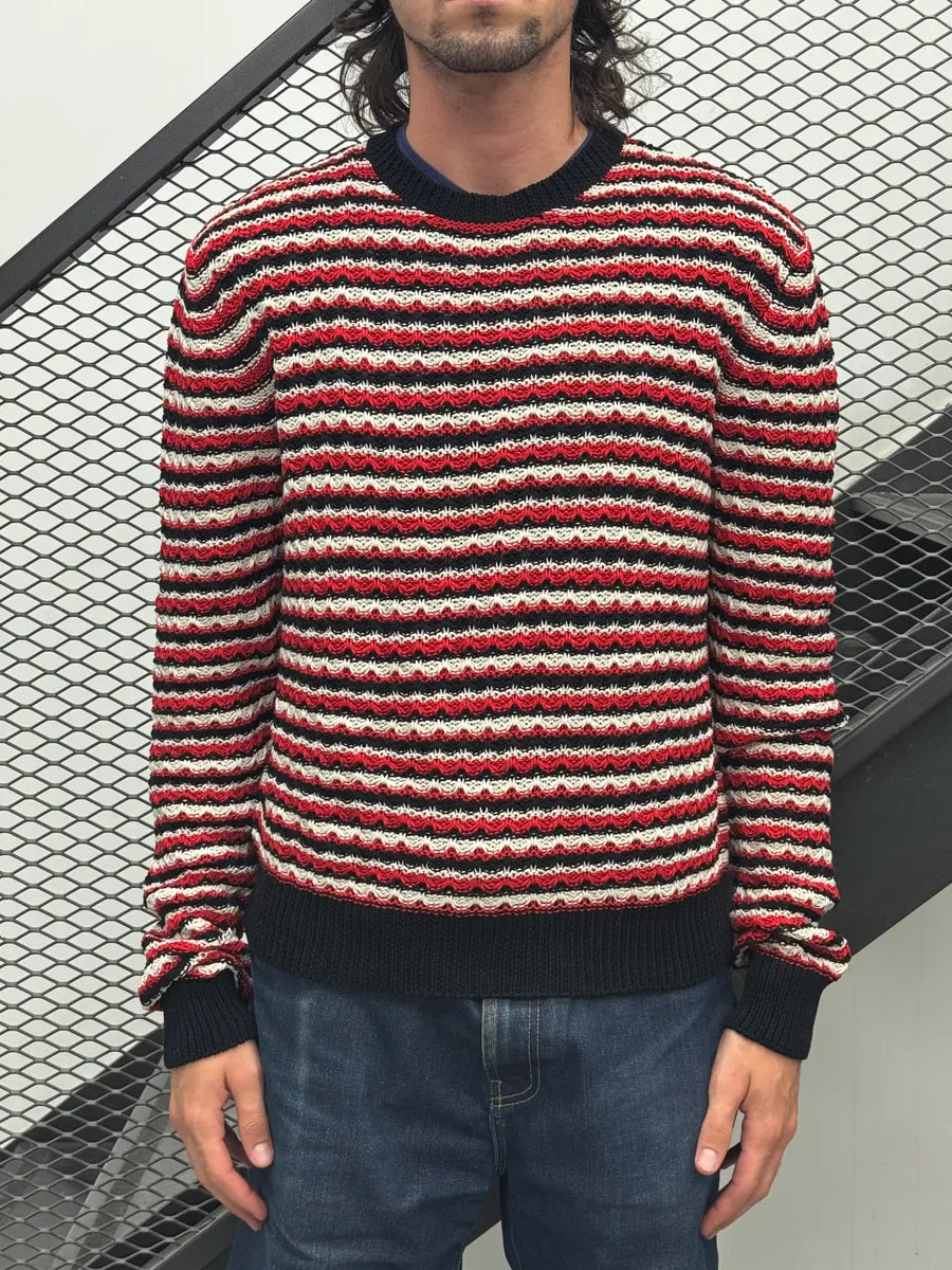 SS2018 Saint Laurent Sample Stripes Knit Black & Red Sweater ZZyiBRI 1