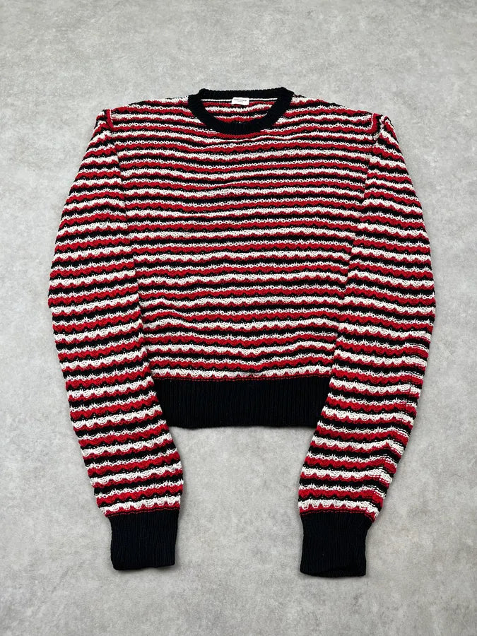 SS2018 Saint Laurent Sample Stripes Knit Black & Red Sweater ZZyiBRI 3