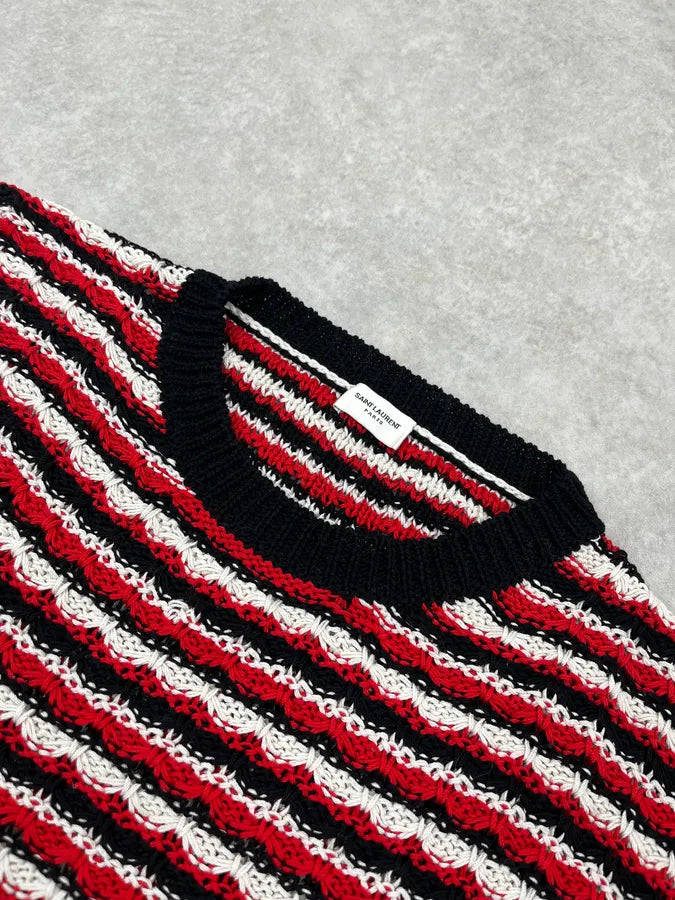 SS2018 Saint Laurent Sample Stripes Knit Black & Red Sweater ZZyiBRI 4
