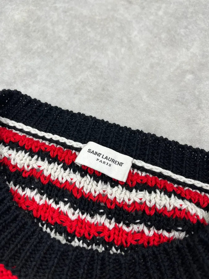 SS2018 Saint Laurent Sample Stripes Knit Black & Red Sweater ZZyiBRI 7