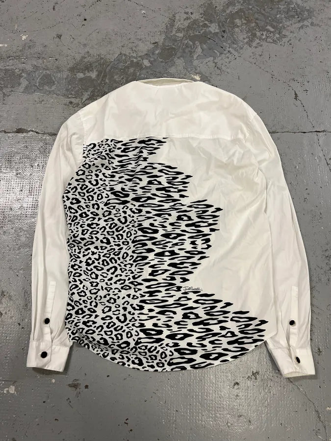 SS2019 Cavalli Black & White Asymmetrical Leopard Shirt FYrnXtk 5