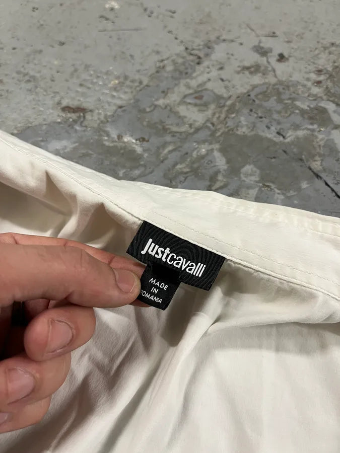 SS2019 Cavalli Black & White Asymmetrical Leopard Shirt FYrnXtk 8