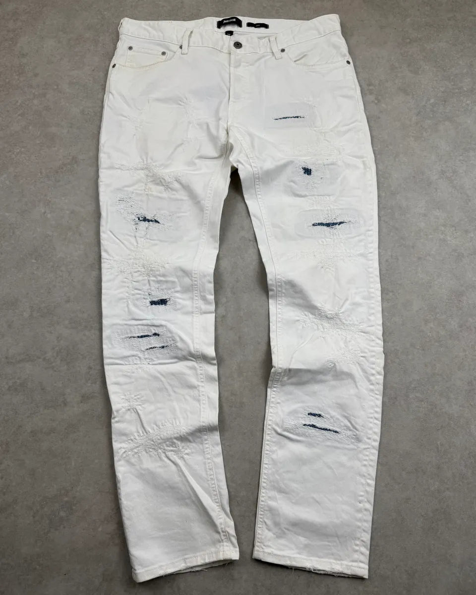 SS2019 Cavalli White Distressed Avant-Garde Denim Jeans QjMVGJUX 1