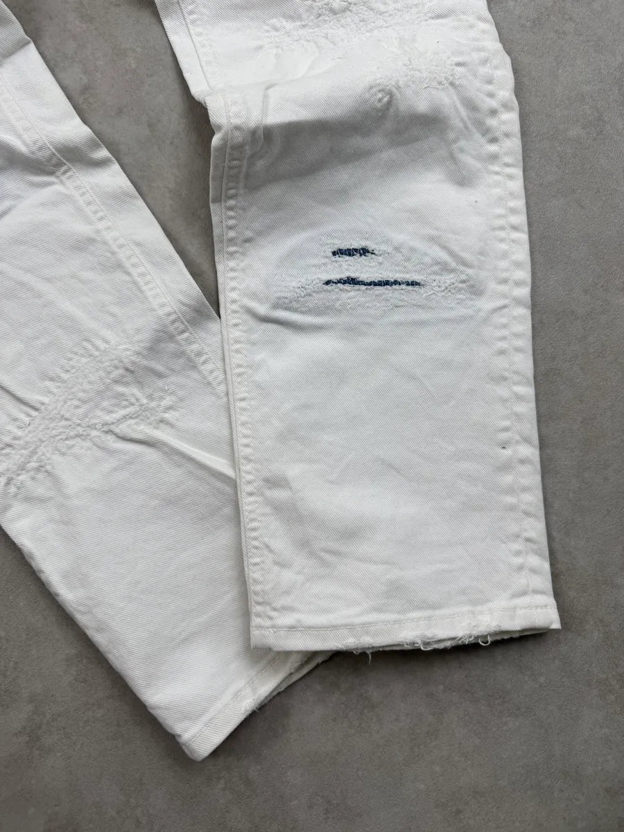 SS2019 Cavalli White Distressed Avant-Garde Denim Jeans QjMVGJUX 5