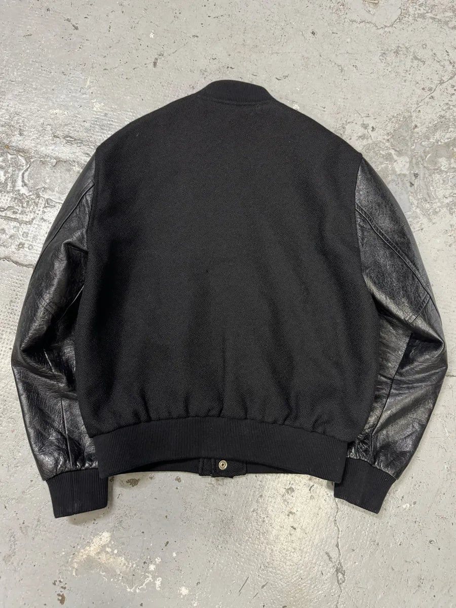 SS2019 Celine Black Varsity Teddy Leather Jacket by Hedi Slimane inxWeem 3