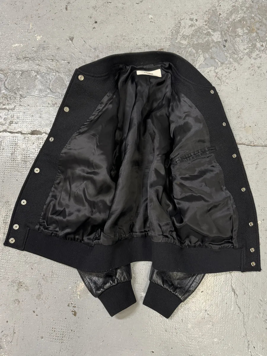 SS2019 Celine Black Varsity Teddy Leather Jacket by Hedi Slimane inxWeem 5