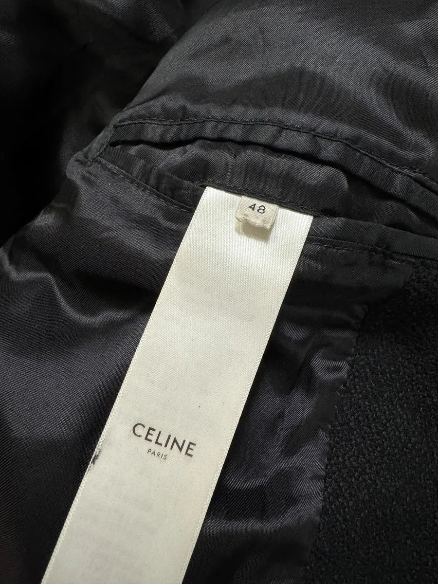 SS2019 Celine Black Varsity Teddy Leather Jacket by Hedi Slimane inxWeem 9