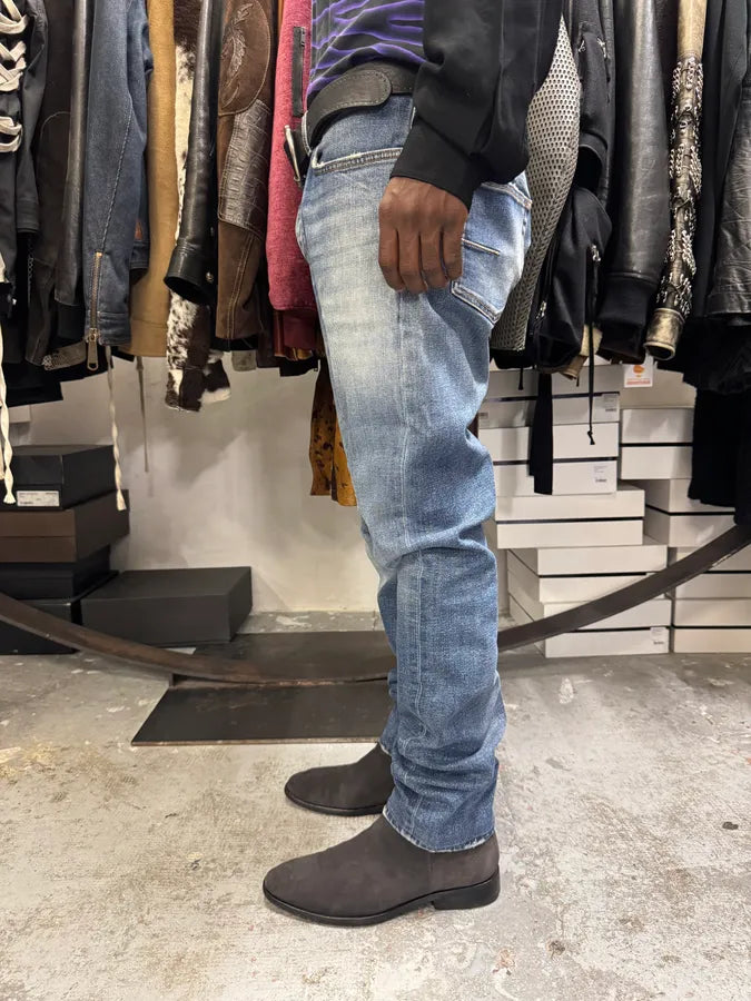 SS2019 Dior Blue Slim Distressed Denim Jeans vuCGYzU 2