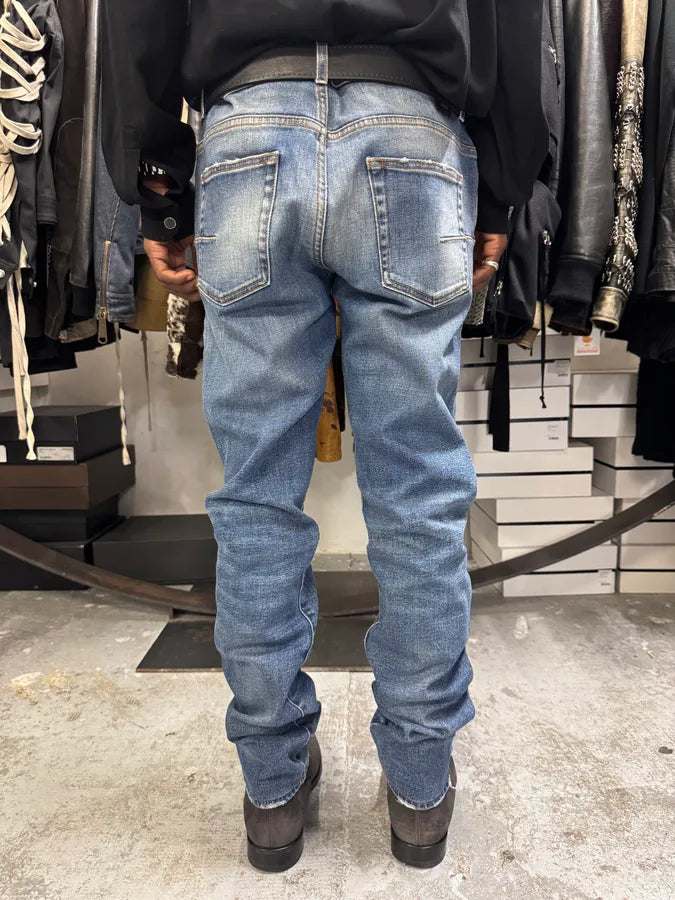 SS2019 Dior Blue Slim Distressed Denim Jeans vuCGYzU 3