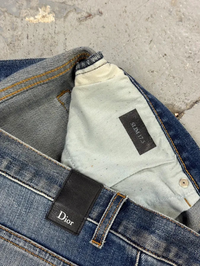 SS2019 Dior Blue Slim Distressed Denim Jeans vuCGYzU 8