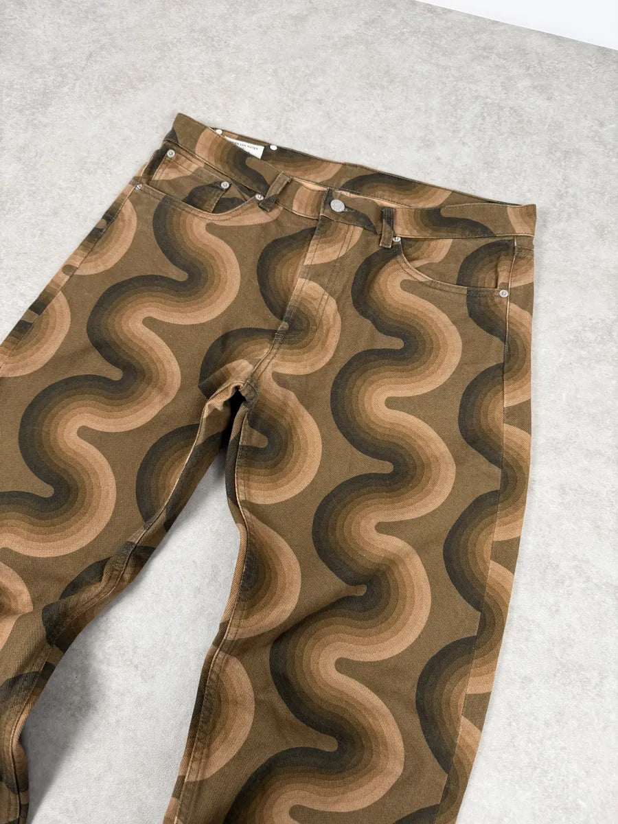 SS2019 Dries Van Noten Panton Brown Avant-Garde Abstract Pants JoNsCFG 13