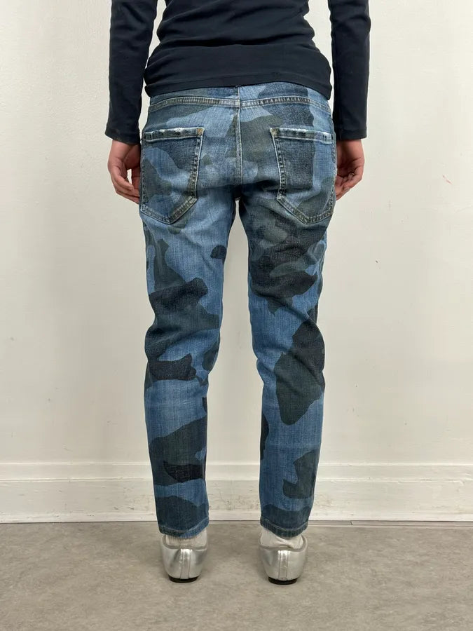 SS2019 DSquared2 Blue Camo Denim Jeans LsLTgbG 2