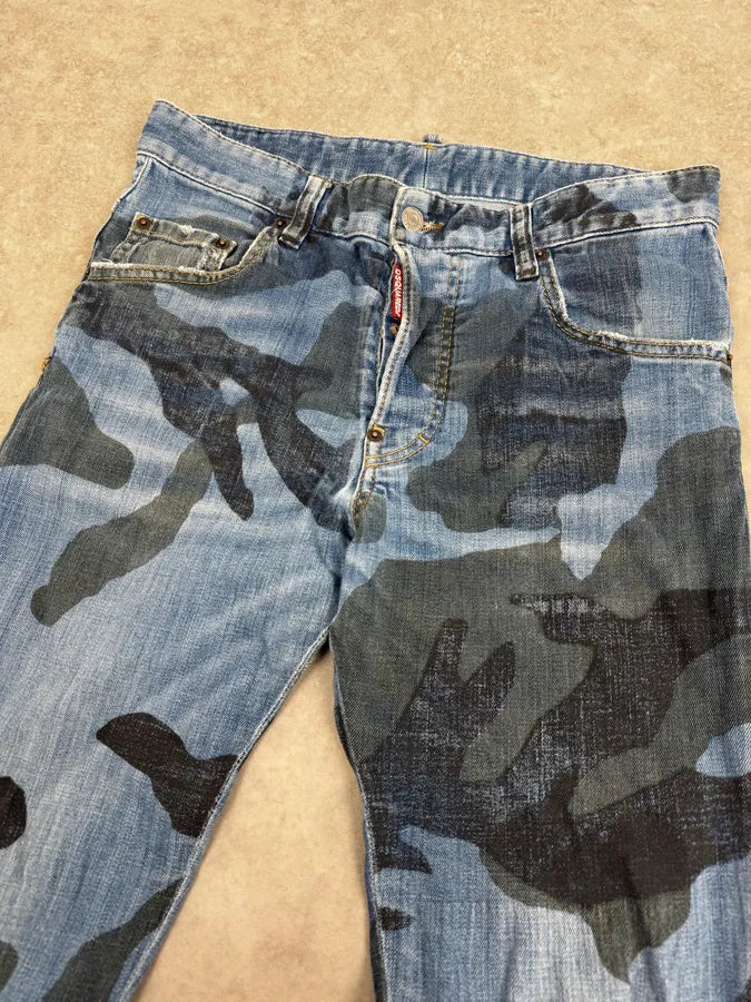 SS2019 DSquared2 Blue Camo Denim Jeans LsLTgbG 5