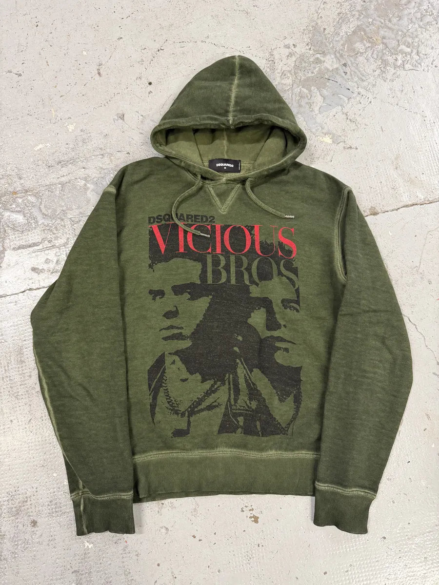 SS2019 DSquared2 Green Vicious Bros Eroded Hoodie EldFgkp 0