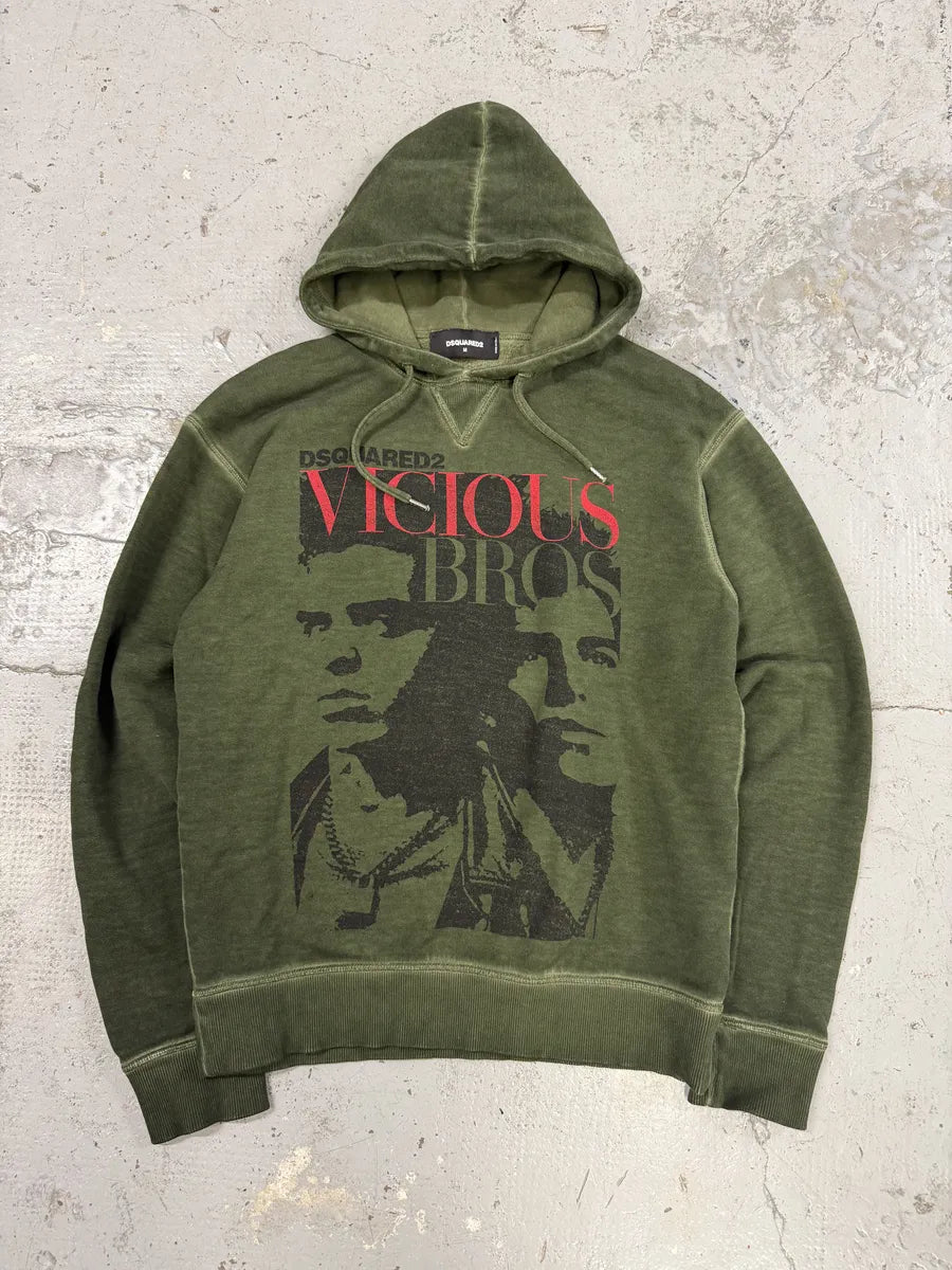 SS2019 DSquared2 Green Vicious Bros Eroded Hoodie EldFgkp 2