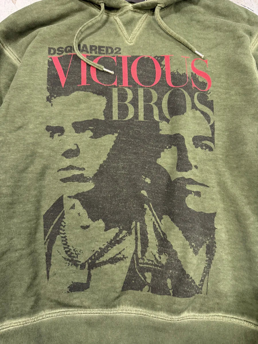 SS2019 DSquared2 Green Vicious Bros Eroded Hoodie EldFgkp 4