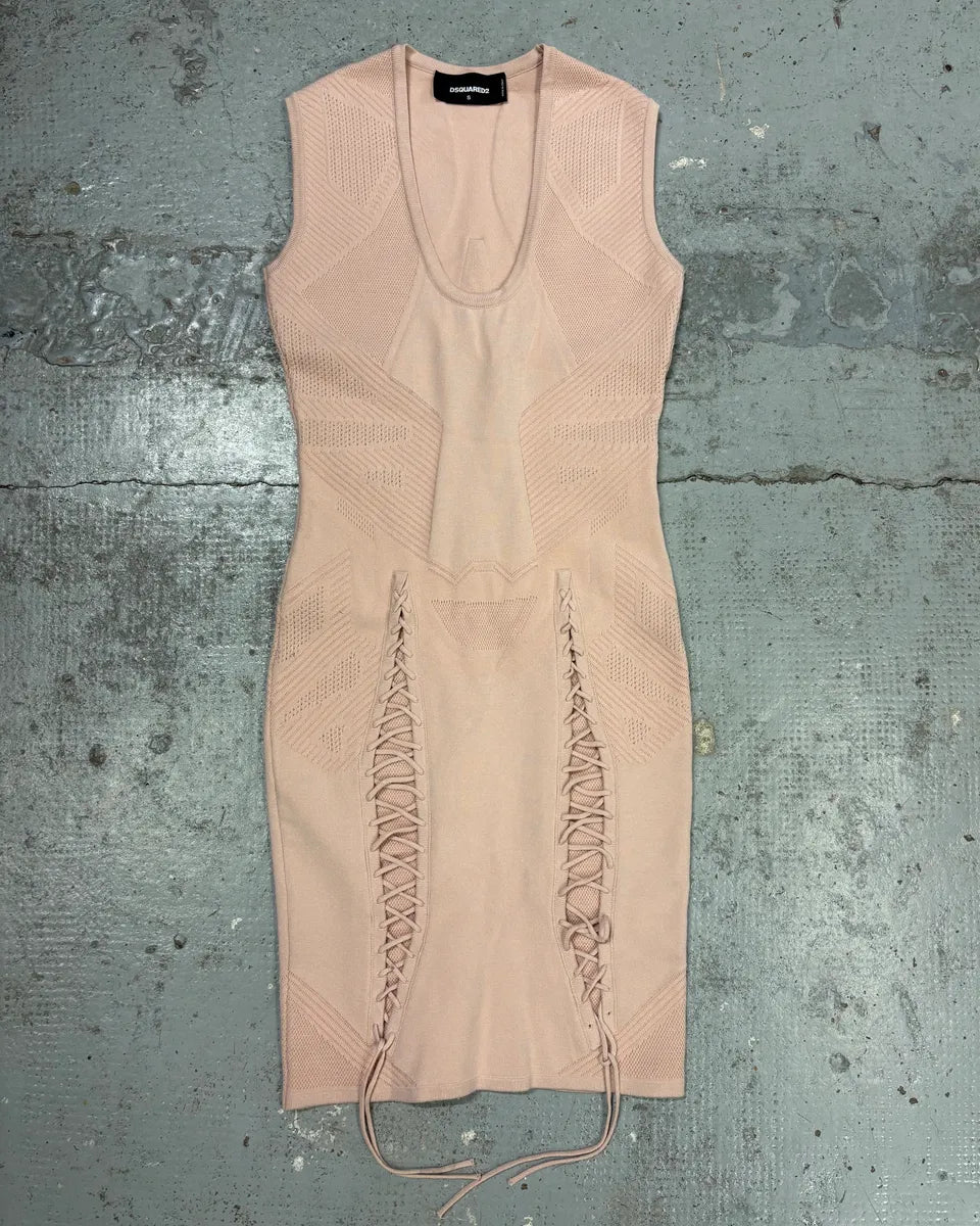 SS2019 Dsquared2 Pink Knit Laced Dress XDIXjEn 3