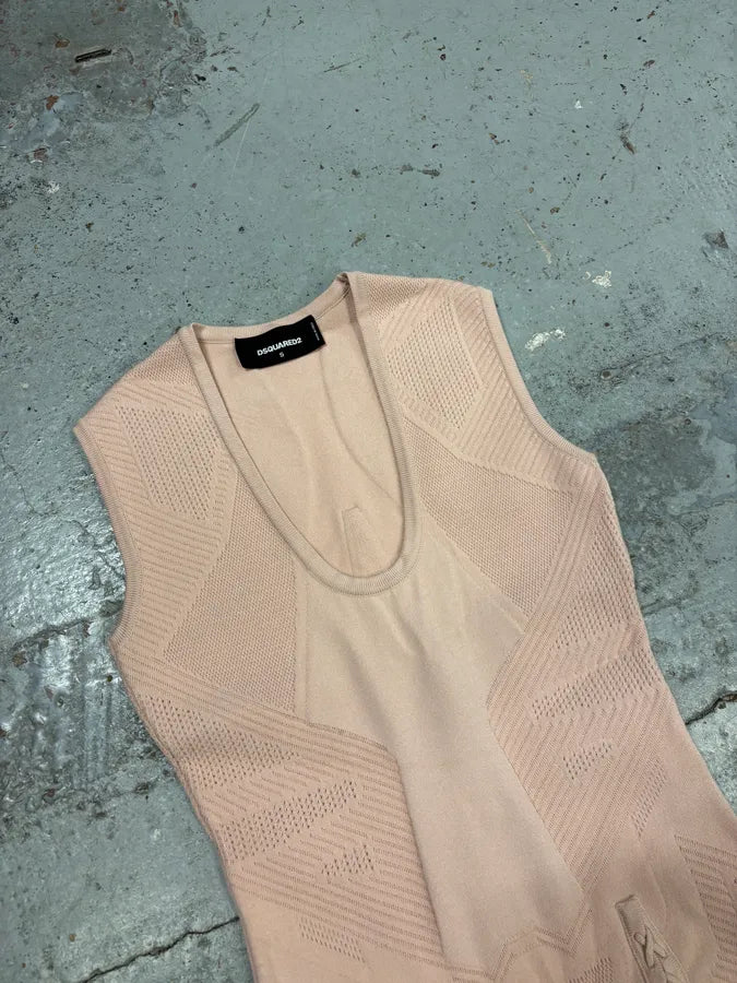 SS2019 Dsquared2 Pink Knit Laced Dress XDIXjEn 5