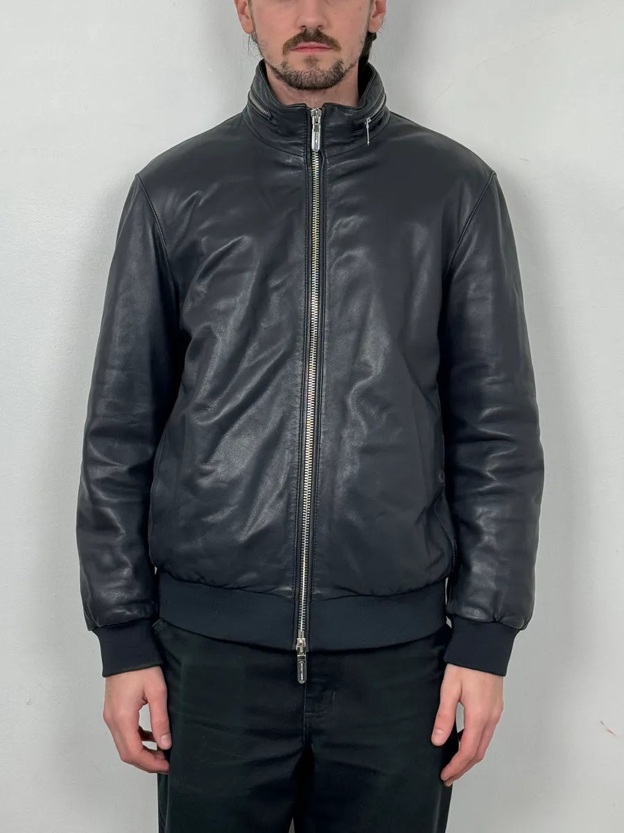 SS2019 Emporio Armani Black Leather Minimalist Jacket zGKBngg 1