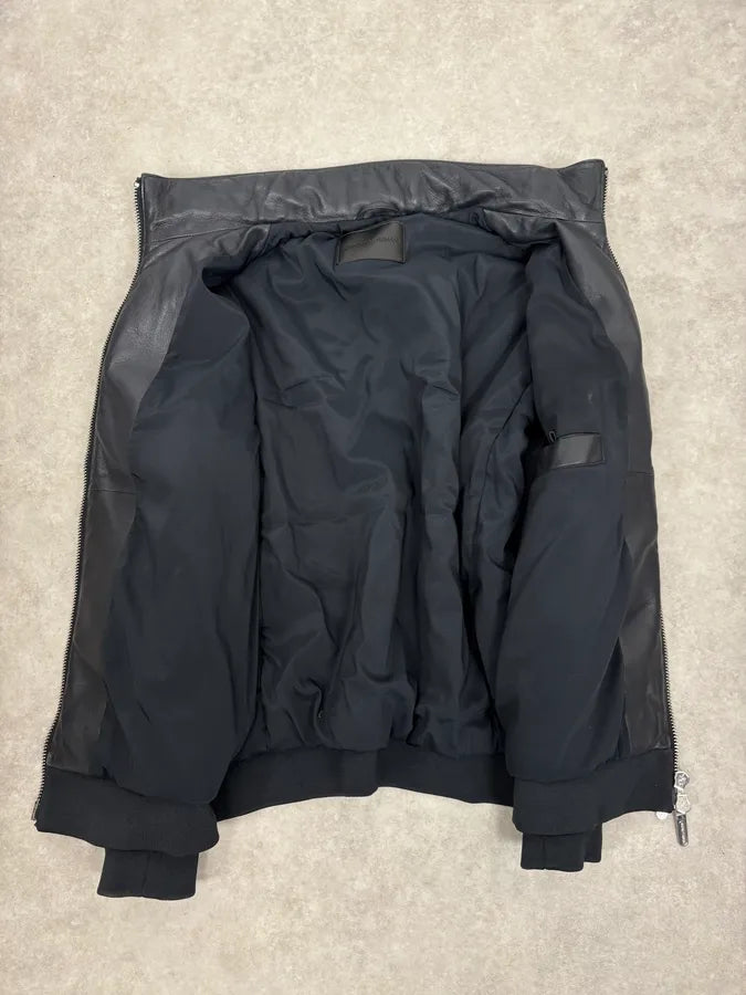 SS2019 Emporio Armani Black Leather Minimalist Jacket zGKBngg 7