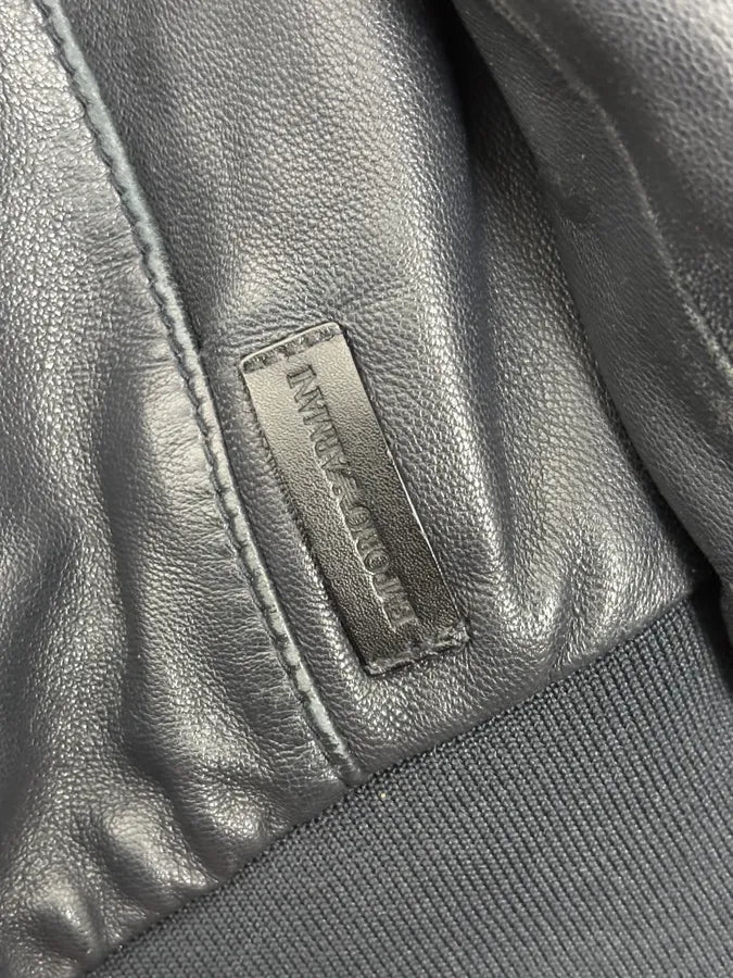 SS2019 Emporio Armani Black Leather Minimalist Jacket zGKBngg 10