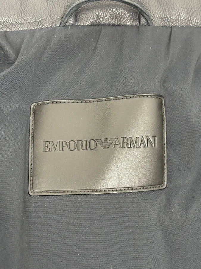SS2019 Emporio Armani Black Leather Minimalist Jacket zGKBngg 11