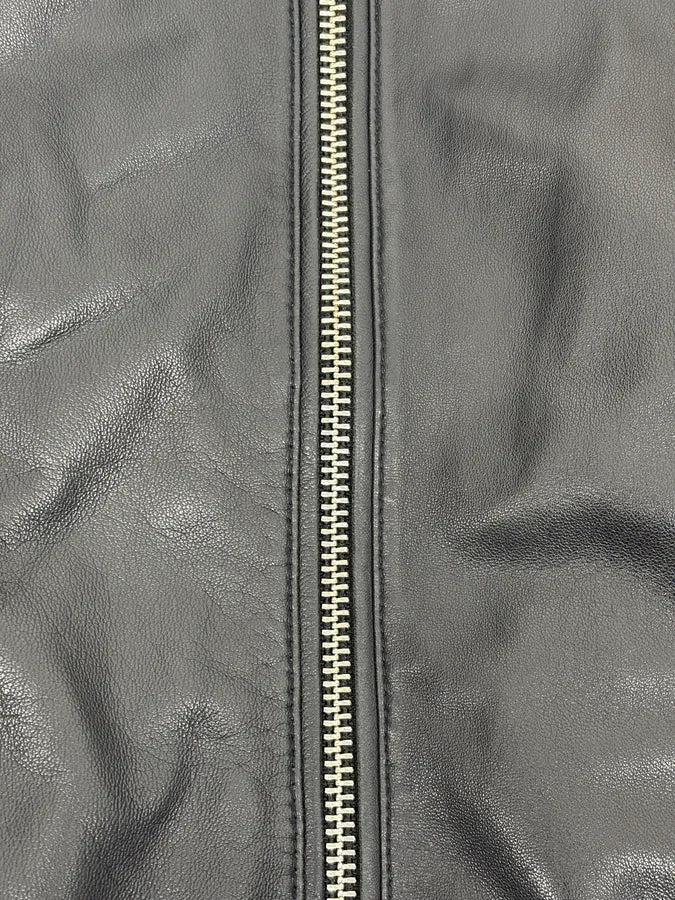 SS2019 Emporio Armani Black Leather Minimalist Jacket zGKBngg 9