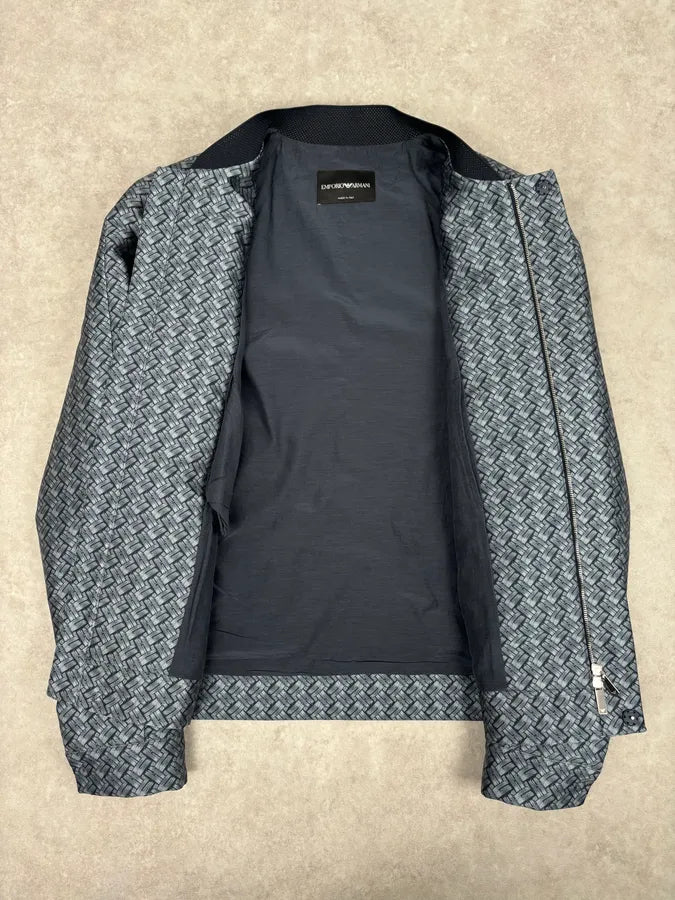 SS2019 Emporio Armani Blue Wavy Light Abstract Jacket NyIbXTb 6