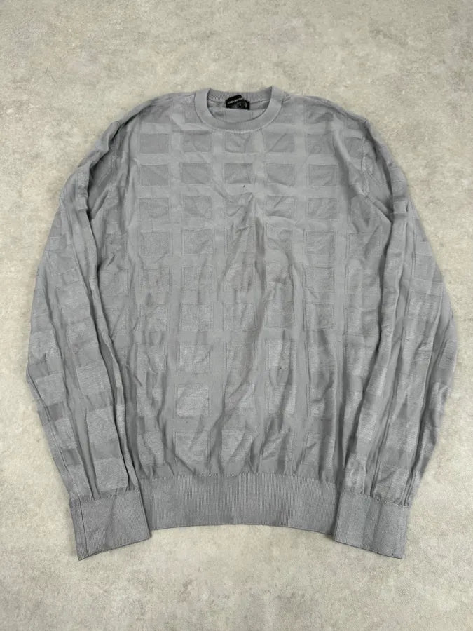 SS2019 Emporio Armani Grey Geometrical Cozy Sweater HuKgBau 0