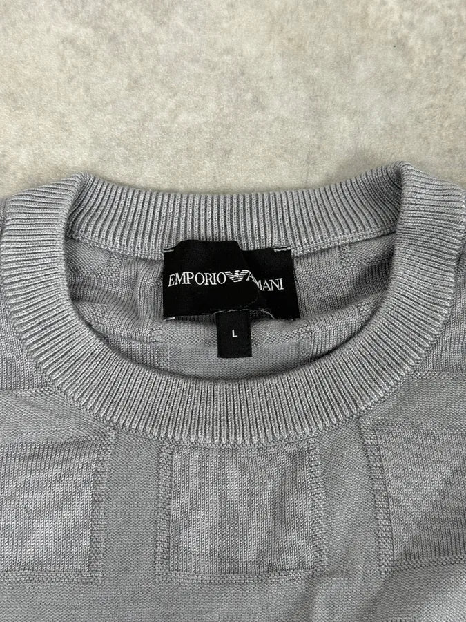 SS2019 Emporio Armani Grey Geometrical Cozy Sweater HuKgBau 7