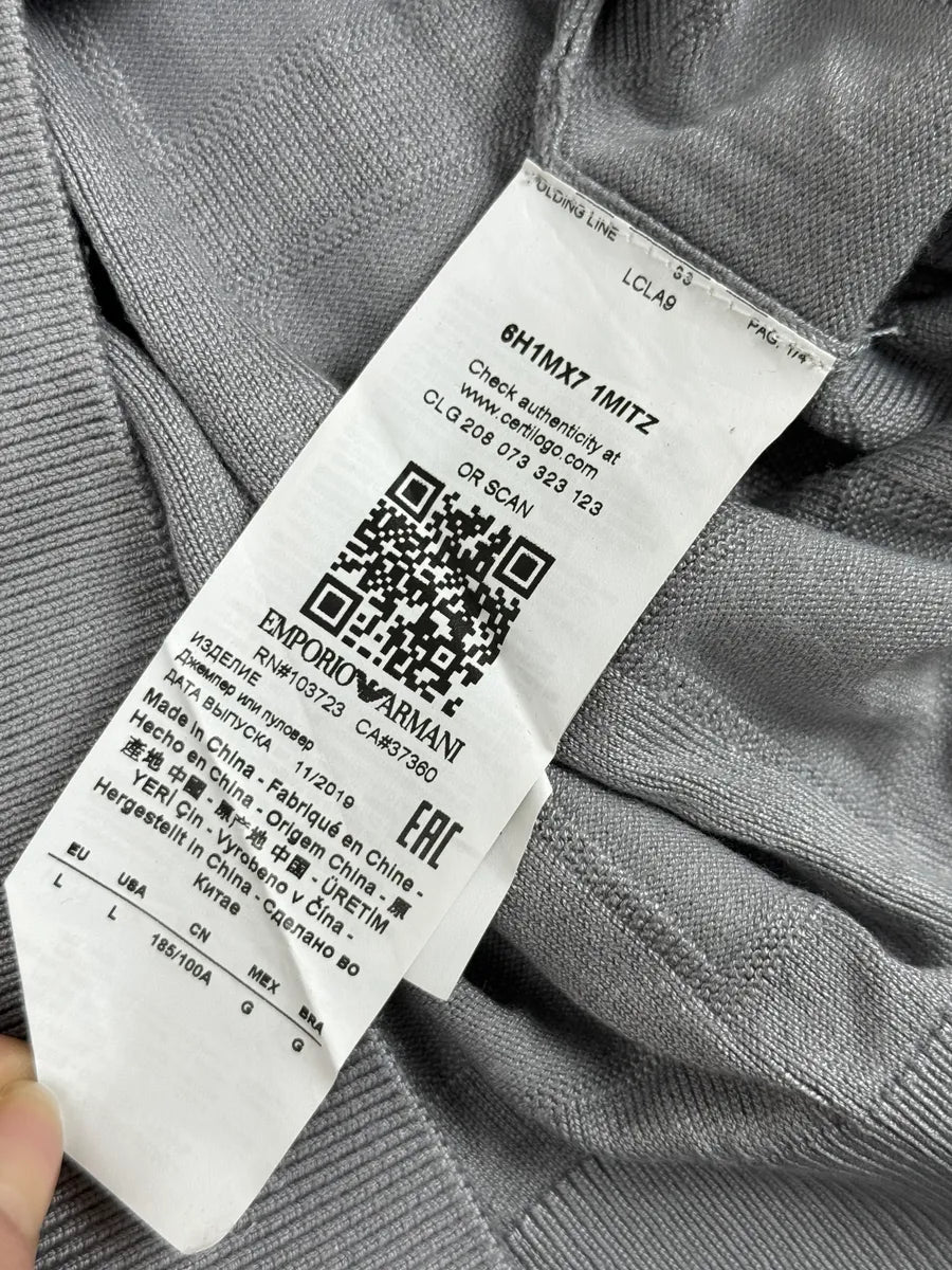 SS2019 Emporio Armani Grey Geometrical Cozy Sweater HuKgBau 8