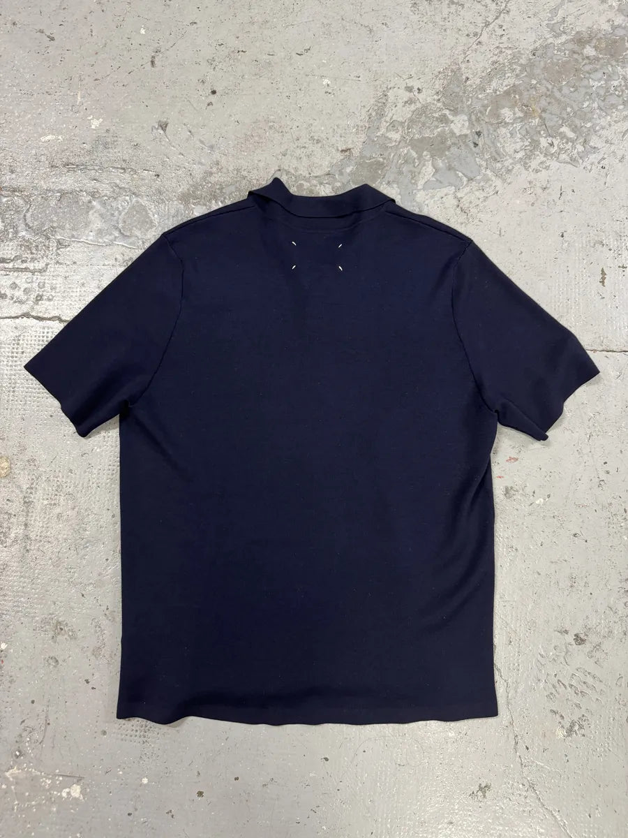 SS2019 Maison Margiela Navy Wool Signature Short Sleeves Shirt jjihndr 1