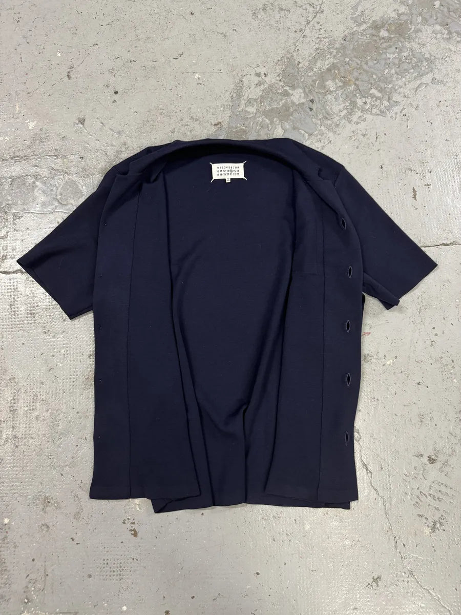 SS2019 Maison Margiela Navy Wool Signature Short Sleeves Shirt jjihndr 2