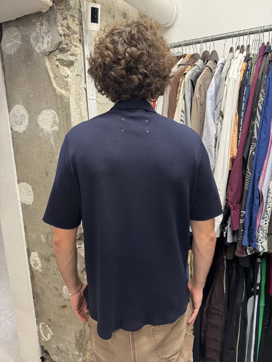 SS2019 Maison Margiela Navy Wool Signature Short Sleeves Shirt jjihndr 4